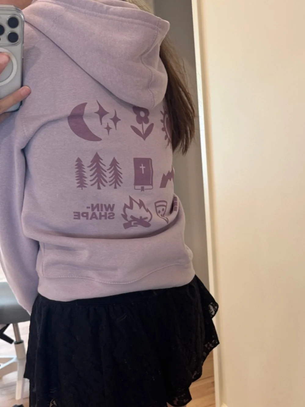 Kids Lavender Hoodie Sweatshirt with Subtle Flag Logo